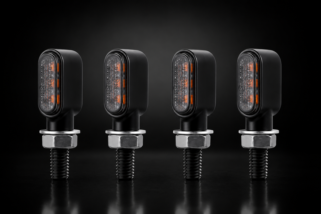 Mini clignotants LED noirs pour moto