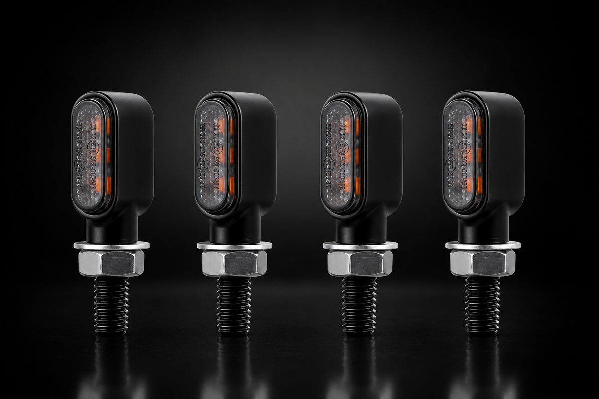 Mini clignotants LED noirs pour moto